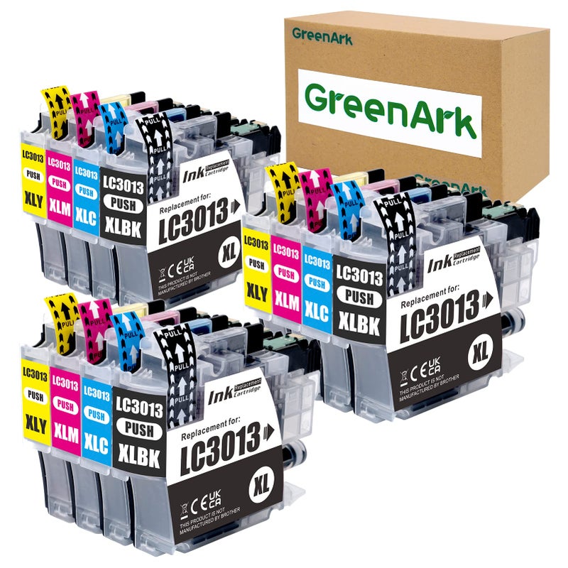 GREENARK Compatible Ink Cartridge Replacement for Brother LC3013 LC-3013 XL High Yield Ink use for Brother MFC-J491DW, MFC-J497DW, MFC-J690DW, MFC-J895DW Printer (3 Black, 3 Cyan, 3 Magenta, 3 Yellow) - Image 1